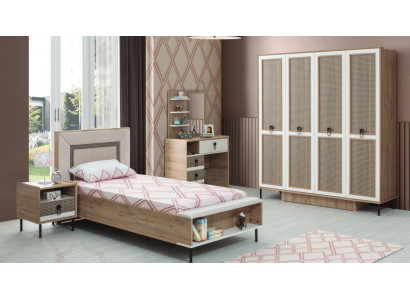 Ložnice Sady Dětská postel Dětská postel hnědé dřevo Sada 5 kusů Postel Moderní