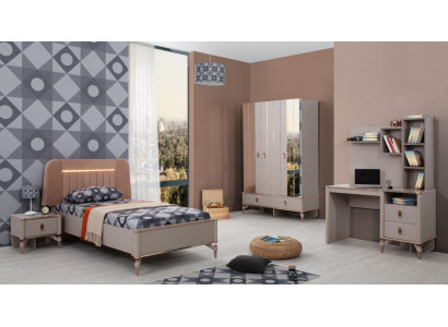 Kompletní dětský nábytek Dívčí postel Dřevo Set 4 kusů Dětský pokoj Beige