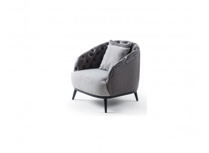 Design křeslo jednosedadlo 1-sedačka látkové křeslo šedé barvy design Chesterfield