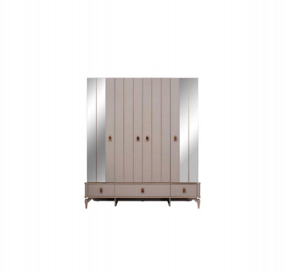Šatní skříň Dětská skříň Dřevěná skříň Skříň Dřevo Beige Zrcadlo