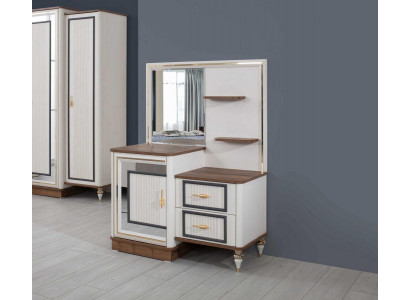 Stůl na líčení s zrcadlem Dřevo Ložnice Beige Konzolová sada