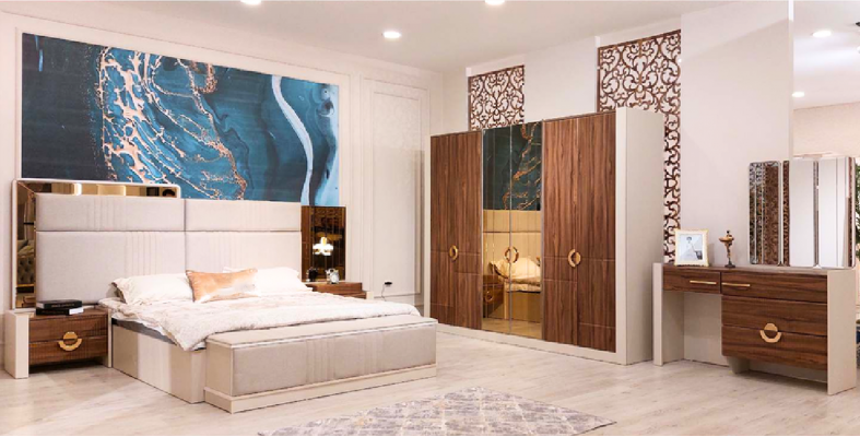 Ložnice Nábytek Moderní Set 6 ks Designérské Zařízení Nová Manželská Postel