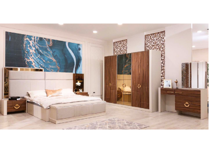 Ložnice Nábytek Moderní Set 6 ks Designérské Zařízení Nová Manželská Postel