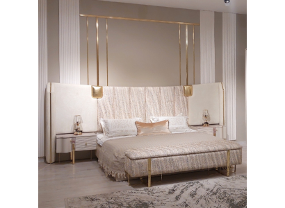 Postel 2x noční stolky ložnice kompletní luxusní zařízení nový nábytek