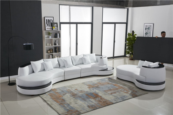 Kůže Pohovka Rozkládací Pohovka Obývací Stěna Kulatý Gauč Sedadlo Čalouněný Set Set Rokoko