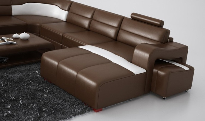 Luxuriöse Leder Eckcouch Sofa Polster Eckgarnitur U Form Weisse Sofas Set Couch