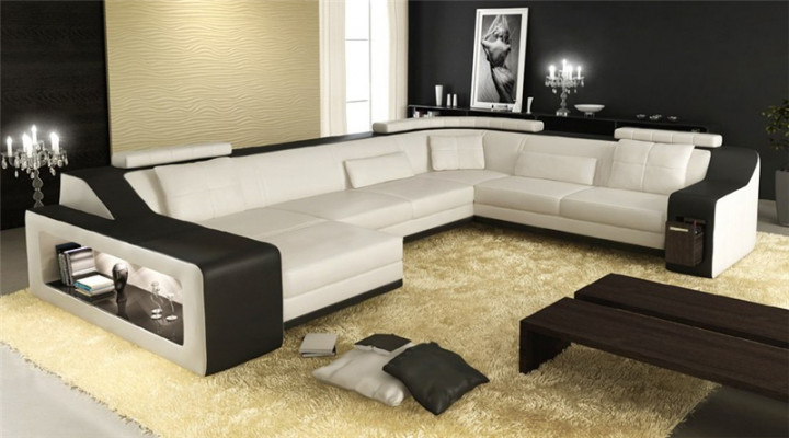 Ecksofa Sofa Wohnlandschaft U Form Polster Couch Ledersofa Sofas Ledersofas Neu Rohová pohovka Sedací souprava v U tvaru Polštářová pohovka Kožená pohovka Pohovky Kožené pohovky Nové.