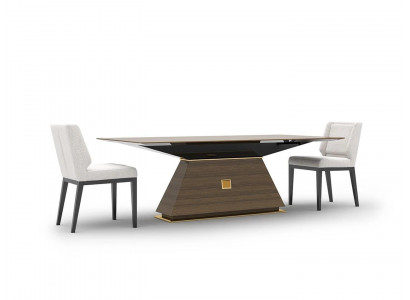 Luxus skupina textilních čalouněných židlí 4x židle dřevěný jídelní stůl jídelního pokoje design set.