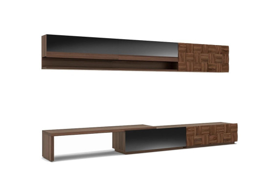 Komplett Wohnzimmermöbel Wohnwand TV-Ständer Wandschrank Designer 2x Wandregale