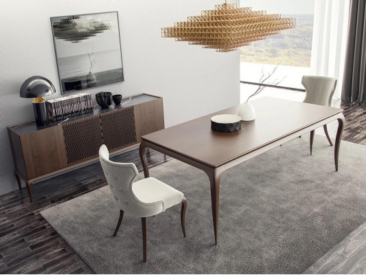 Moderní jídelní stůl se 4 židlemi, luxusní jídelní pokoj, designový nábytek, nový.