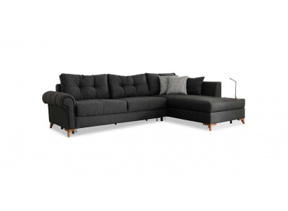 Černá rohová sedací souprava moderního tvaru L tvaru Pohovka Obývací pokoj Polstrovaná rohová sedačka Nová