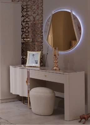 Ložnice Kompletní Toaletní Stůl s Zrcadlem Luxusní Design Moderní Vybavení