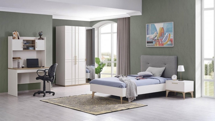 Dětská postýlka 100 cm dřevěná šedá lůžko pro děti moderní.