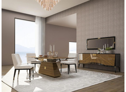 Luxus Moderní Nábytek Jídelna Jídelní Stůl Design 4x Židle Skupina Jídelního Stolu Sideboard