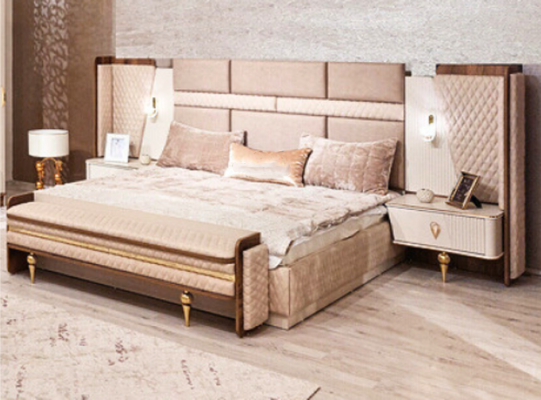 Schlafzimmer Garnitur Luxus Design Bett 2xNachttische Modern Einrichtung