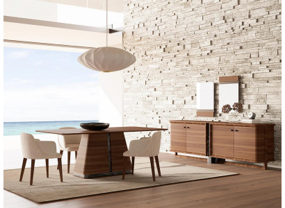 Moderní jídelní stůl se 4 židlemi, jídelní sestava, příborník, luxusní nábytek, 2 zrcadla