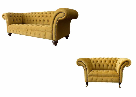 Chesterfield sedací souprava 2+1 místně Design Moderní Potahovače