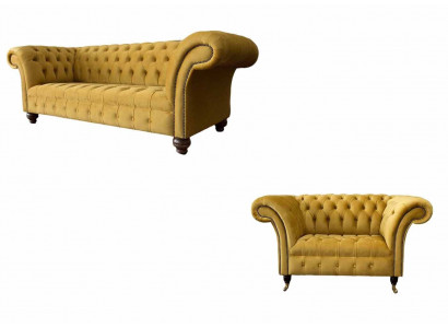Chesterfield sedací souprava 2+1 místně Design Moderní Potahovače