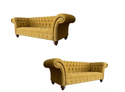 Luxus pohovka Chesterfield 2x 2místná pohovka Textil Moderní pohovky Nová sestava