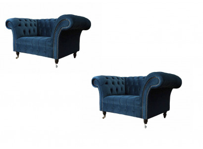 Křeslo Chesterfield nábytek set 2x jednosedadlový set luxusní křeslo pohovky 2 kusy.