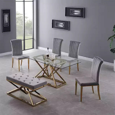 Skleněný stůl Sloupové stoly Stříbrné stoly Skleněné stoly Luxusní nábytek 180x90