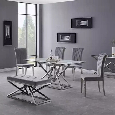 Skleněný stůl Sloupové stoly Stříbrné stoly Skleněné stoly Luxusní nábytek 180x90