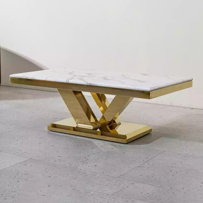 Couchtisch Design Stůl Obývací pokoj Luxus Kavárny Nábytek 130x70 Kov