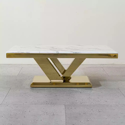 Couchtisch Design Stůl Obývací pokoj Luxus Kavárny Nábytek 130x70 Kov