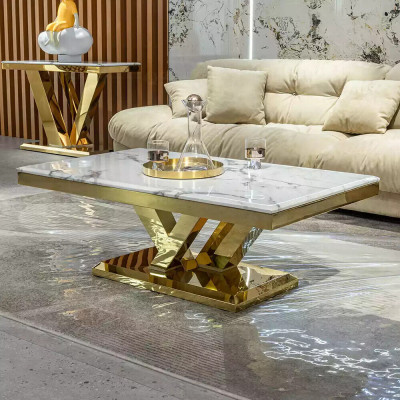 Couchtisch Design Stůl Obývací pokoj Luxus Kavárny Nábytek 130x70 Kov