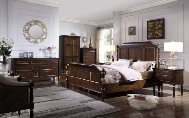 Ložnice Set Postel 2x Noční stolky Luxus nové 3 ks Design Moderní dřevo