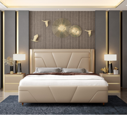 Ložnice postel polštář design nábytek luxus dvojlůžko béžové postele moderní