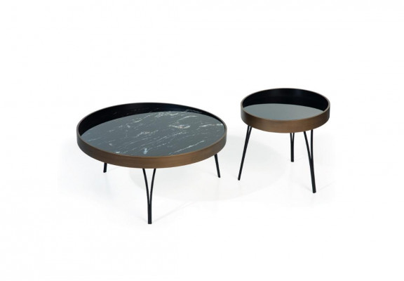 Designer kavčový stůl Moderní set Luxus 2x stolky kulaté konferenční stoly 2 kusy