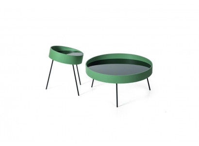 2x Kulatý designový konferenční stůl Nový zelený nátěr styl nábytku do obývacího pokoje.