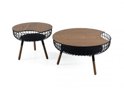 Elegantní dvojité set 2x konferenční stůl Design obývací stůl hnědý stůl