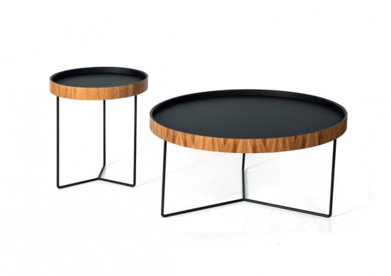 Couchtisch Set 2x Černý nábytek Stůl Obývací pokoj Luxus Kulaté Stoly