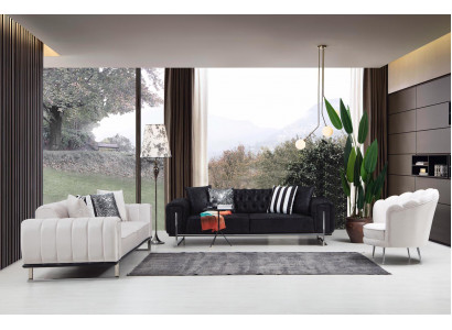 Obývací pokoj Set 2x třísedák Chesterfield gauč Design křeslo Luxus nábytek