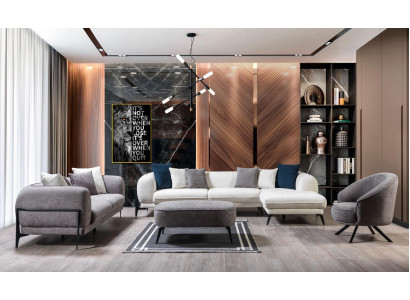 Obývací pokoj Set 3 dílný Rozkládací gauč v L tvaru Rozkládací gauč Třísedák Pohovka Sedačka Nový