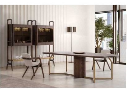 Luxusní vila Nábytek Jídelní sestava Jídelna Kompletní stůl 4x židle Kredenc 7 dílů