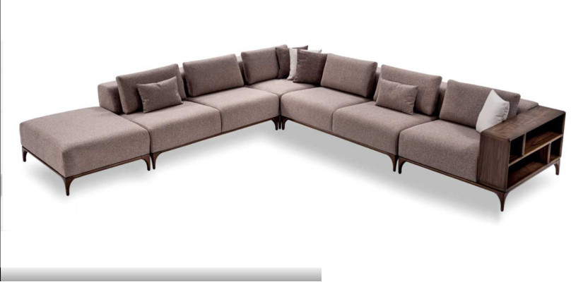 Obývací pokoj rohová sedací souprava L tvaru dřevo Moderní luxusní design Rojová sedací souprava