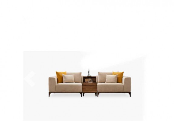 Luxus obývací pokoj Sofa Moderní design Dřevo s textiliemi Dvousedadlo