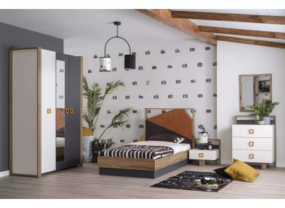 Ložnice Sada Dětské postele Designér Šedá 5dílná Dřevo