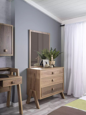Dětský pokoj kompletní postelový rám dětský nábytek postel dřevo hnědý set 4 kusy