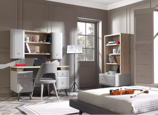 Skříň na zeď Regál Dětský pokoj Regál na knihy Dřevo Šedé Design