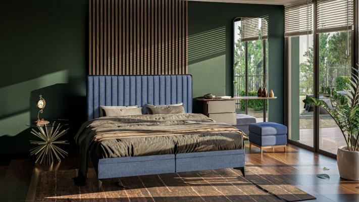 Bett Modern Doppelbett Designer Schlafzimmer Polster Stoff Möbel Betten