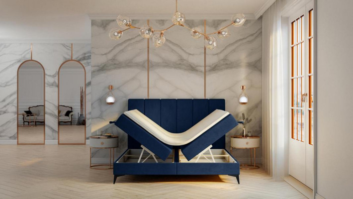 Moderní postel ložnice Designer manželská postel Boxspring postel postel s polštářem