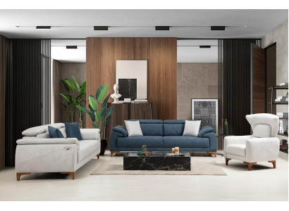 Obývací pokoj Set Moderní Luxusní Pohovka Sestava 3 dílná Čalouněný Nábytek Textilie Nový