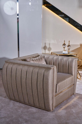 Křeslo design obývací pokoj potah dřevo moderní luxus nový barva béžová