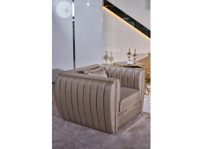 Křeslo design obývací pokoj potah dřevo moderní luxus nový barva béžová