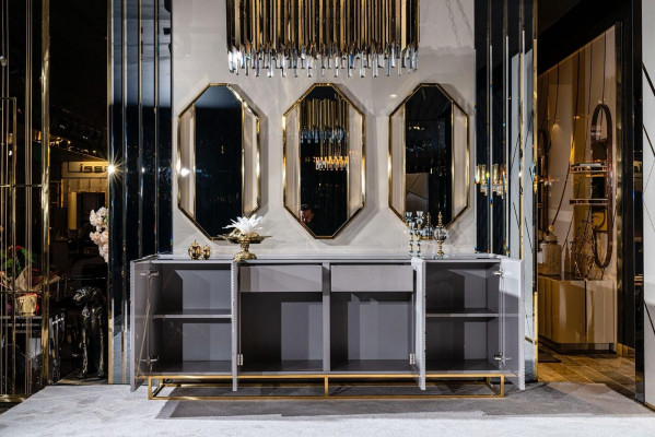 Obývací pokoj skříň komoda šedá skříně komody nábytek dřevo