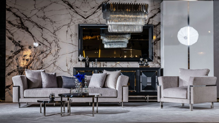 Obývací pokoj - sedací souprava 3+1, zrcadlo, konferenční stůl, zahradní nábytek, design.